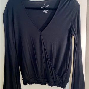 AE black soft bell sleeve top